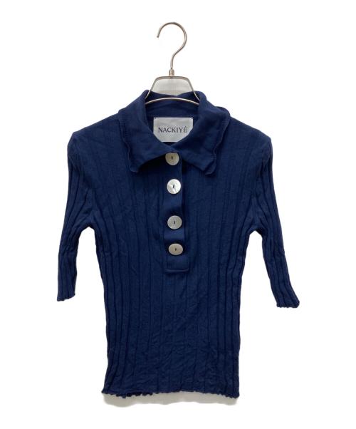 NACKIYE（ナキエ）NACKIYE (ナキエ) リブニットポロ ネイビー サイズ:Sの古着・服飾アイテム
