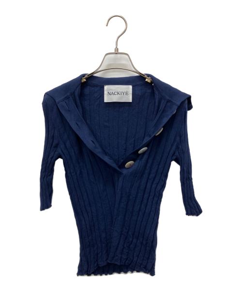 NACKIYE（ナキエ）NACKIYE (ナキエ) リブニットポロ ネイビー サイズ:Sの古着・服飾アイテム
