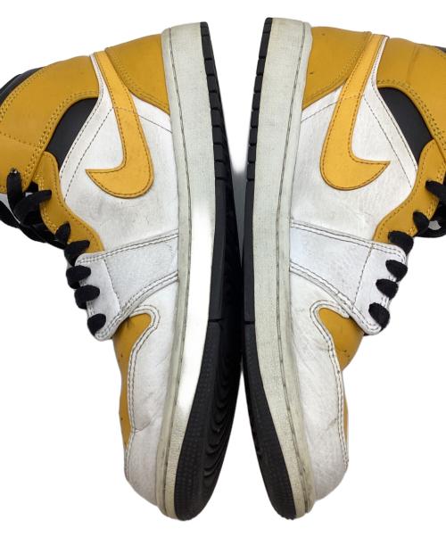 NIKE（ナイキ）NIKE (ナイキ) エアジョーダン 1 ミッド ユニバーシティゴールド イエロー×ホワイト サイズ:27.5の古着・服飾アイテム