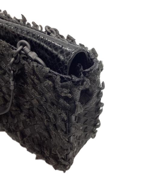 BOTTEGA VENETA（ボッテガベネタ）BOTTEGA VENETA (ボッテガベネタ) イントレチャートフリンジバッグ ブラックの古着・服飾アイテム
