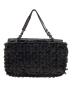 BOTTEGA VENETA（ボッテガベネタ）の古着「イントレチャートフリンジバッグ」｜ブラック