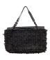 BOTTEGA VENETA (ボッテガベネタ) イントレチャートフリンジバッグ ブラック：60000円