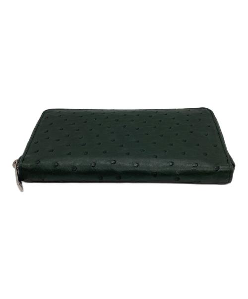 BOTTEGA VENETA（ボッテガベネタ）BOTTEGA VENETA (ボッテガベネタ) オーストリッチラウンドファスナーウォレット グリーンの古着・服飾アイテム