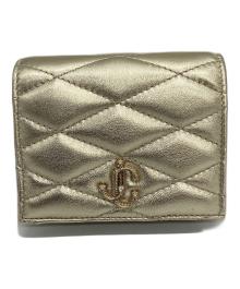 JIMMY CHOO（ジミーチュウ）の古着「FARONE　キルティングメタリック2つ折り財布」｜ゴールド