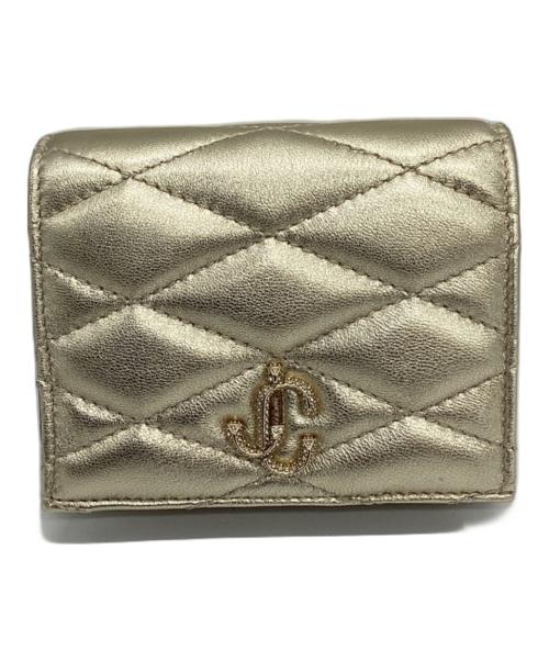 JIMMY CHOO（ジミーチュウ）JIMMY CHOO (ジミーチュウ) FARONE　キルティングメタリック2つ折り財布 ゴールドの古着・服飾アイテム