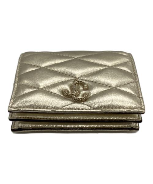 JIMMY CHOO（ジミーチュウ）JIMMY CHOO (ジミーチュウ) FARONE　キルティングメタリック2つ折り財布 ゴールドの古着・服飾アイテム