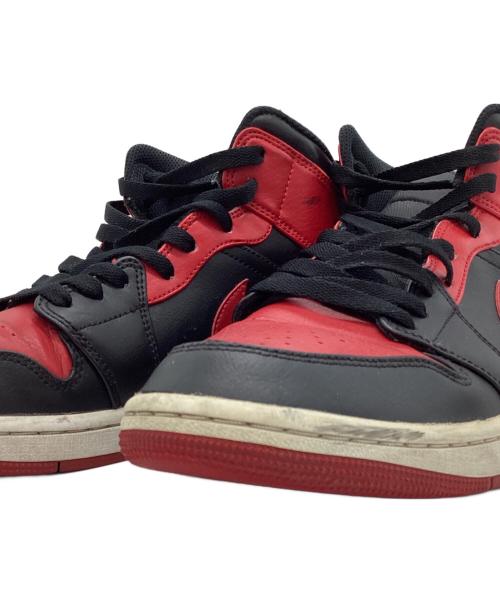 NIKE（ナイキ）NIKE (ナイキ) AIR JORDAN1 MID ブラック×レッド サイズ:27.5の古着・服飾アイテム