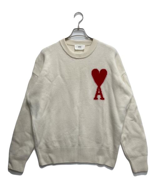 AMI Alexandre Mattiussi（アミアレクサンドルマテュッシ）AMI Alexandre Mattiussi (アミアレクサンドルマテュッシ) ハートアイコンニット ホワイト サイズ:Mの古着・服飾アイテム