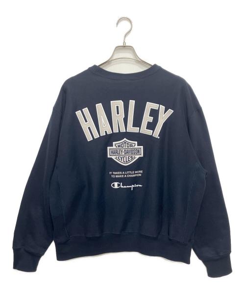 Champion REVERSE WEAVE（チャンピオン リバース ウィーブ）Champion REVERSE WEAVE (チャンピオン リバース ウィーブ) HARLEY-DAVIDSON (ハーレーダビッドソン) ファナティック・クルーネック・スウェットシャツ ネイビー サイズ:2XLの古着・服飾アイテム