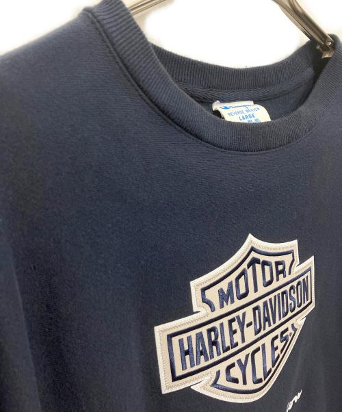 Champion REVERSE WEAVE（チャンピオン リバース ウィーブ）Champion REVERSE WEAVE (チャンピオン リバース ウィーブ) HARLEY-DAVIDSON (ハーレーダビッドソン) ファナティック・クルーネック・スウェットシャツ ネイビー サイズ:2XLの古着・服飾アイテム
