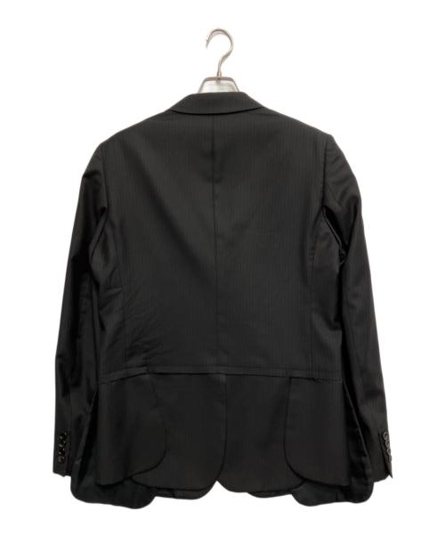 COMME des GARCONS HOMME DEUX（コムデギャルソン オム ドゥ）COMME des GARCONS HOMME DEUX (コムデギャルソン オム ドゥ) 裾切替ストライプテーラードジャケット ブラック サイズ:Lの古着・服飾アイテム