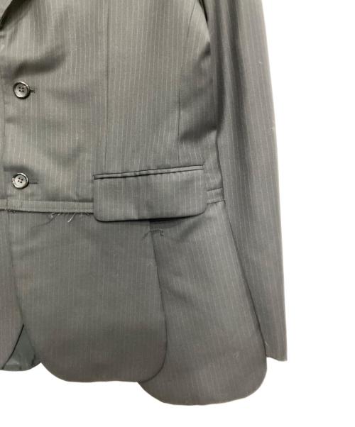 COMME des GARCONS HOMME DEUX（コムデギャルソン オム ドゥ）COMME des GARCONS HOMME DEUX (コムデギャルソン オム ドゥ) 裾切替ストライプテーラードジャケット ブラック サイズ:Lの古着・服飾アイテム