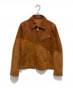 ISAMU KATAYAMA BACKLASHイサムカタヤマ・バックラッシュ）の古着「インディアンゴートナパラン加工襟付きシングルライダースジャケット」｜ブラウン