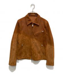 ISAMU KATAYAMA BACKLASH（イサムカタヤマ・バックラッシュ）の古着「インディアンゴートナパラン加工襟付きシングルライダースジャケット」｜ブラウン
