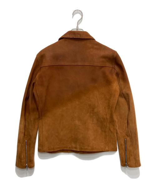 ISAMU KATAYAMA BACKLASH（イサムカタヤマ・バックラッシュ）ISAMU KATAYAMA BACKLASH (イサムカタヤマ・バックラッシュ) インディアンゴートナパラン加工襟付きシングルライダースジャケット ブラウン サイズ:Mの古着・服飾アイテム