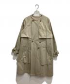 Y'sワイズ）の古着「ノーカラーコート」｜ベージュ