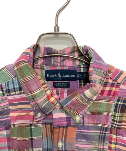 POLO RALPH LAUREN（ポロ・ラルフローレン）POLO RALPH LAUREN (ポロ・ラルフローレン) ANDY CAMPパッチワーク半袖シャツ ピンク サイズ:Mの古着・服飾アイテム