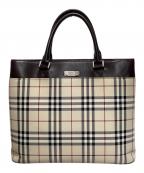 BURBERRYバーバリー）の古着「ノヴァチェックレザーハンドバッグ」｜ベージュ