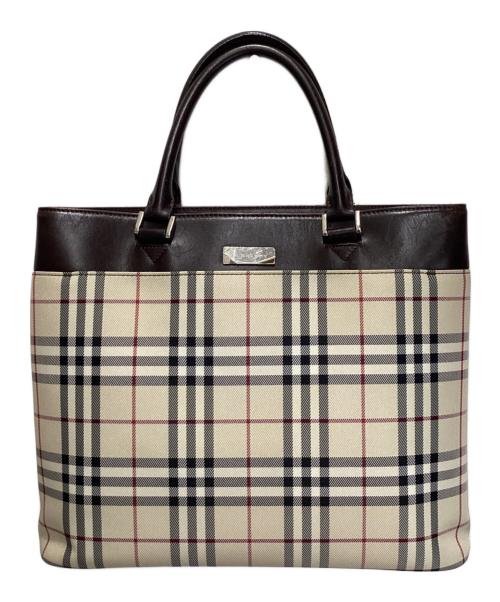 BURBERRY（バーバリー）BURBERRY (バーバリー) ノヴァチェックレザーハンドバッグ ベージュの古着・服飾アイテム