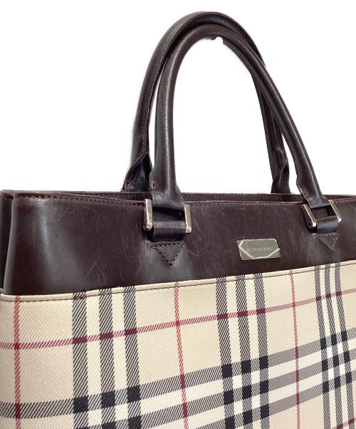 BURBERRY（バーバリー）BURBERRY (バーバリー) ノヴァチェックレザーハンドバッグ ベージュの古着・服飾アイテム