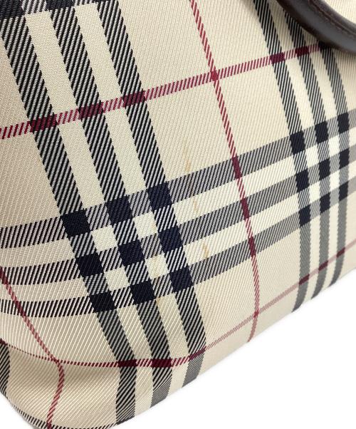 BURBERRY（バーバリー）BURBERRY (バーバリー) ノヴァチェックレザーハンドバッグ ベージュの古着・服飾アイテム