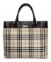 BURBERRY（バーバリー）の古着「ノヴァチェックレザーハンドバッグ」｜ベージュ