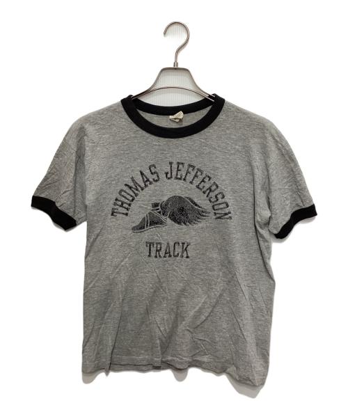 jim&lany（ジム&ラニ―）jim&lany (ジム&ラニ―) ウィングフットプリントリンガーTシャツ グレー サイズ:Lの古着・服飾アイテム