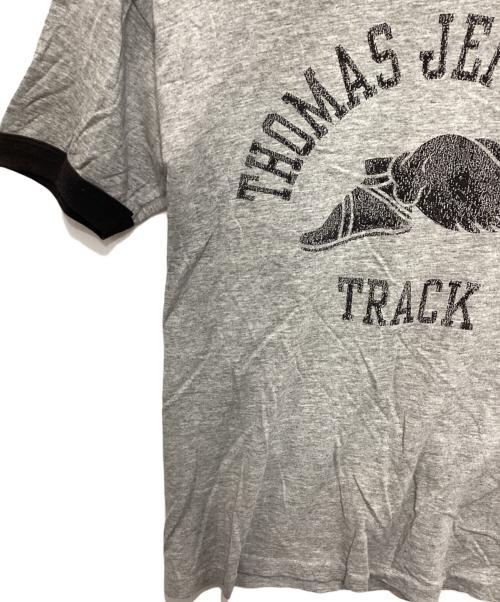 jim&lany（ジム&ラニ―）jim&lany (ジム&ラニ―) ウィングフットプリントリンガーTシャツ グレー サイズ:Lの古着・服飾アイテム