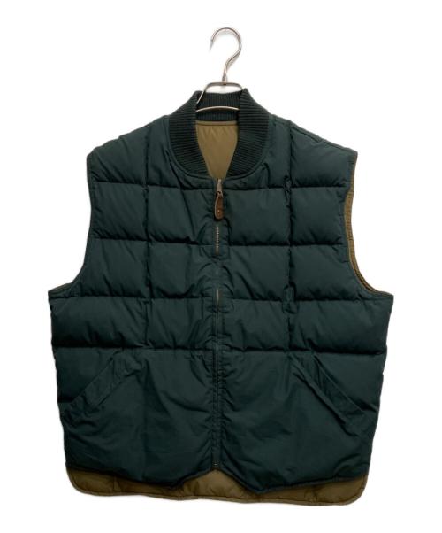 Eddie Bauer（エディーバウアー）Eddie Bauer (エディーバウアー) オールドリバーシブルベスト グリーン×ブラウン サイズ:Lの古着・服飾アイテム