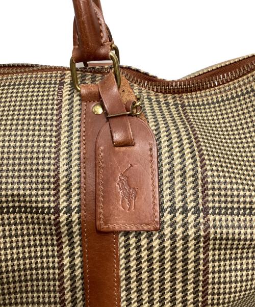 POLO RALPH LAUREN（ポロ・ラルフローレン）POLO RALPH LAUREN (ポロ・ラルフローレン) 千鳥格子ボストンバッグ ベージュの古着・服飾アイテム
