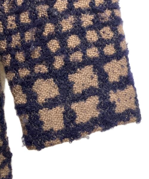 GRACE CONTINENTAL（（グレースコンチネンタル）GRACE CONTINENTAL (（グレースコンチネンタル) ビックカラー総柄ウールコート ブラウン×ネイビー サイズ:36の古着・服飾アイテム