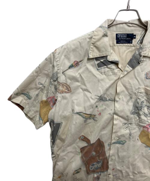 POLO RALPH LAUREN（ポロ・ラルフローレン）POLO RALPH LAUREN (ポロ・ラルフローレン) ルアープリントオープンカラーシャツ アイボリー サイズ:Mの古着・服飾アイテム
