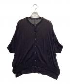 mizuiro-indミズイロインド）の古着「ハイゲージクルーネックワイドカーディガン」｜ブラック