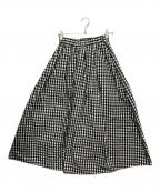 BEARDSLEYビアズリー）の古着「タフタギャザースカート」｜ブラック×ホワイト