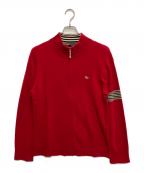 BURBERRY BLACK LABELバーバリーブラックレーベル）の古着「ジップアップニット」｜レッド