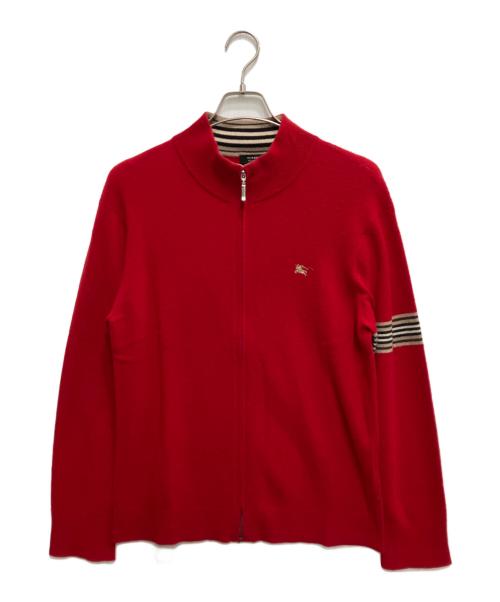 BURBERRY BLACK LABEL（バーバリーブラックレーベル）BURBERRY BLACK LABEL (バーバリーブラックレーベル) ジップアップニット レッド サイズ:3の古着・服飾アイテム
