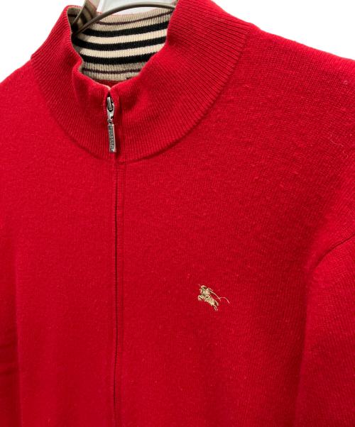 BURBERRY BLACK LABEL（バーバリーブラックレーベル）BURBERRY BLACK LABEL (バーバリーブラックレーベル) ジップアップニット レッド サイズ:3の古着・服飾アイテム