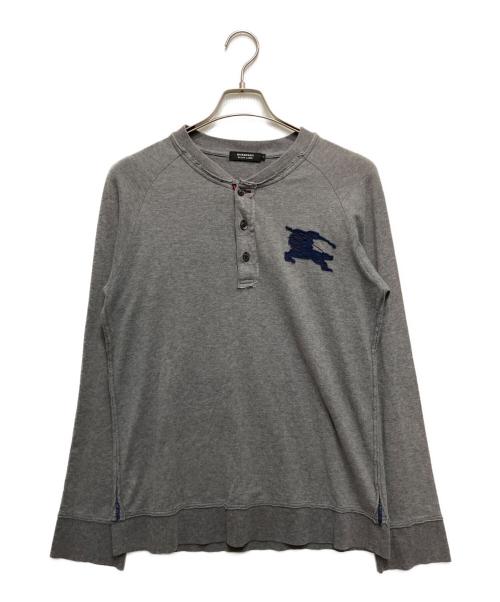 BURBERRY BLACK LABEL（バーバリーブラックレーベル）BURBERRY BLACK LABEL (バーバリーブラックレーベル) ヘンリーネックカットソー グレー サイズ:2の古着・服飾アイテム