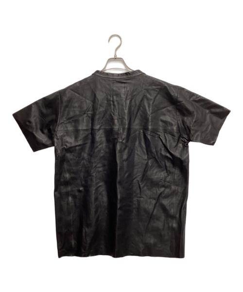 THE CRIMIE（ザ クライミー）THE CRIMIE (ザ クライミー) LEATHER HENRLY NECK SHIRT ブラック サイズ:XXLの古着・服飾アイテム