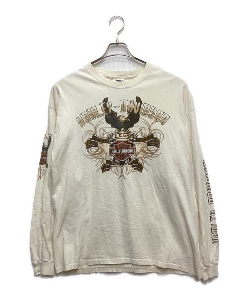 HARLEY-DAVIDSON（ハーレーダビッドソン）HARLEY-DAVIDSON (ハーレーダビッドソン) 両面プリントカットソー アイボリー サイズ:XLの古着・服飾アイテム