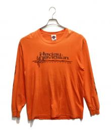 HARLEY-DAVIDSON（ハーレーダビッドソン）の古着「袖フレイム両面プリントカットソー」｜オレンジ