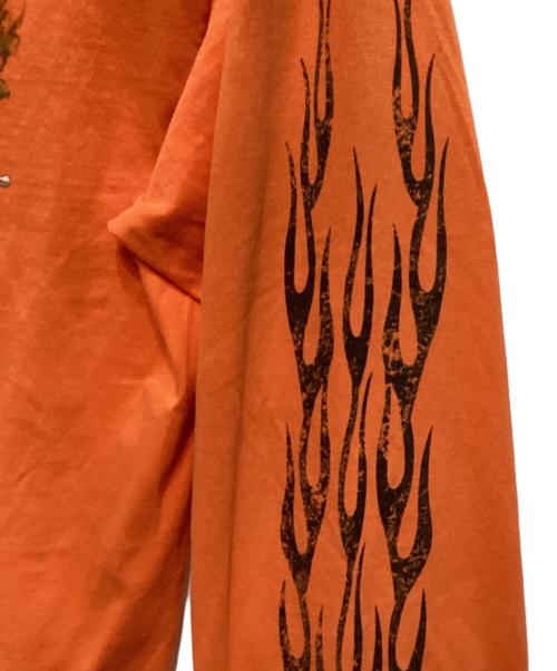 HARLEY-DAVIDSON（ハーレーダビッドソン）HARLEY-DAVIDSON (ハーレーダビッドソン) 袖フレイム両面プリントカットソー オレンジ サイズ:Lの古着・服飾アイテム