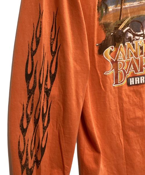 HARLEY-DAVIDSON（ハーレーダビッドソン）HARLEY-DAVIDSON (ハーレーダビッドソン) 袖フレイム両面プリントカットソー オレンジ サイズ:Lの古着・服飾アイテム