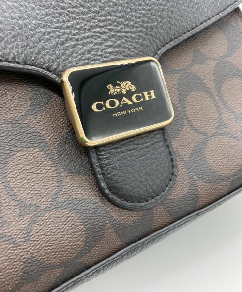 COACH（コーチ）COACH (コーチ) ペッパー サッチェル シグネチャー キャンバス ブラック×ブラウンの古着・服飾アイテム