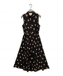 Kate Spade（ケイトスペード）の古着「パイナップルプリントノースリーブワンピース」｜ブラック