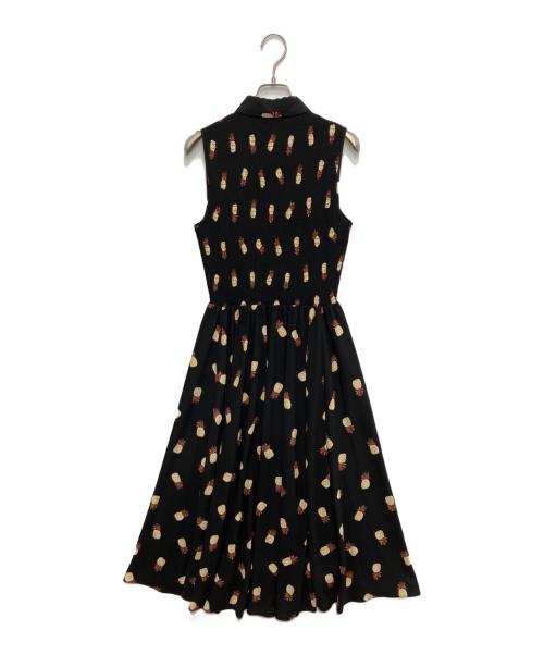 Kate Spade（ケイトスペード）Kate Spade (ケイトスペード) パイナップルプリントノースリーブワンピース ブラック サイズ:2の古着・服飾アイテム