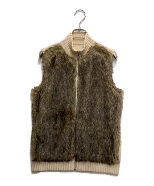 POLO GOLF（ポロ ゴルフ）POLO GOLF (ポロ ゴルフ) フロントファーウールカシミアニットベスト ベージュ サイズ:Sの古着・服飾アイテム