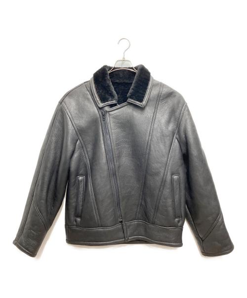 US SHEEPSKIN（USシープスキン）US SHEEPSKIN (USシープスキン) ムートンライダースジャケット ブラウン サイズ:Lの古着・服飾アイテム