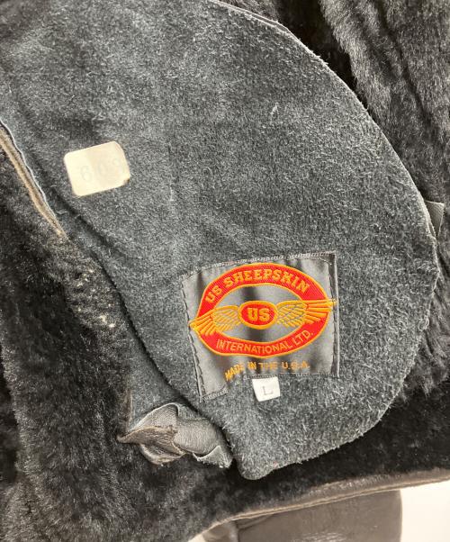 US SHEEPSKIN（USシープスキン）US SHEEPSKIN (USシープスキン) ムートンライダースジャケット ブラウン サイズ:Lの古着・服飾アイテム