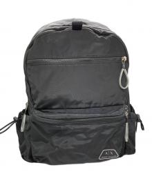 ARMANI EXCHANGE（アルマーニ エクスチェンジ）の古着「A|Xロゴ サイドドロストポケット 多機能バックパック」｜ブラック